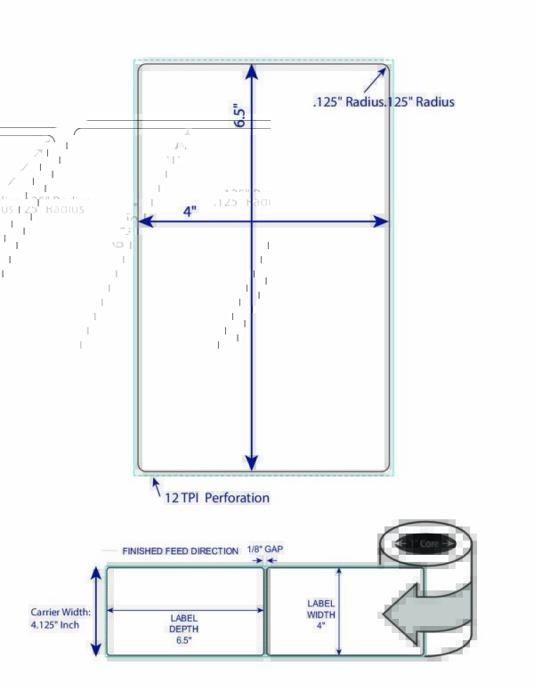 4" X 6.5" PolyMatte(PMDT) Label, 1" Core - Tier 1 Auto Suppliers - AIAG Approved - Image 2