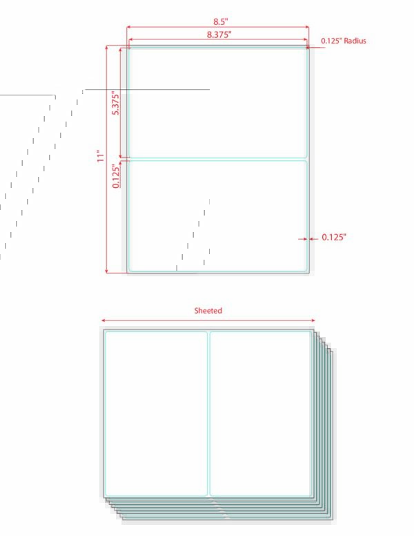 8.5" X 11" White Laser Vinyl Sheet Label, 2up - Image 2