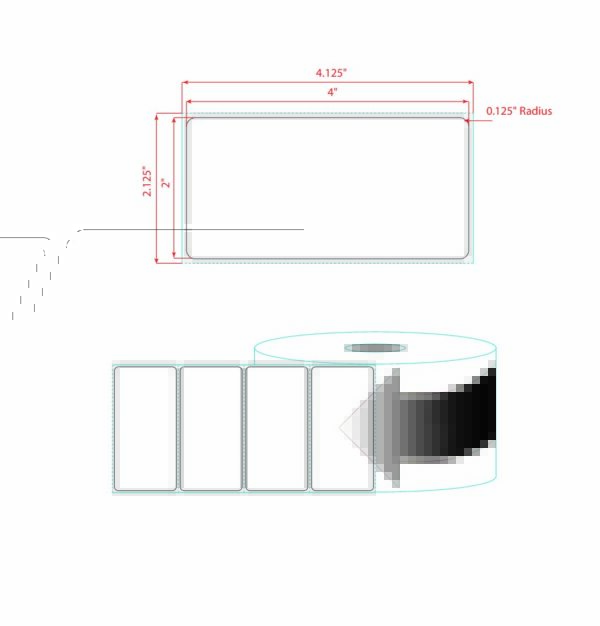 4" X 2" White Paper Label - Image 2