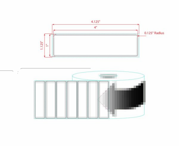 4" X 1" White PET Label - Image 2