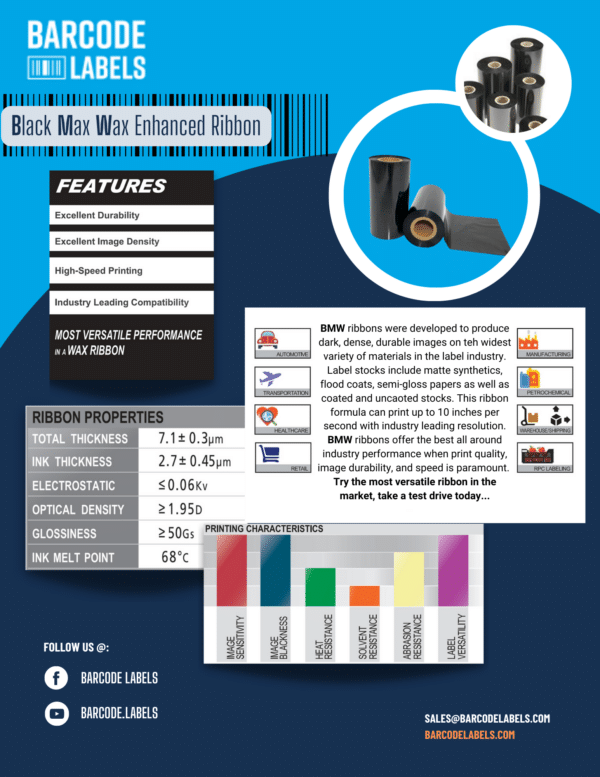 2.5" X 1500' BMW Intermec Ribbon - Image 2
