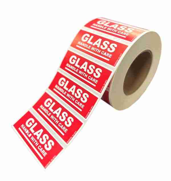 4" x 1.5" Glass Handle With Care Label