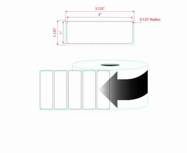 3" X 1" PolyMatte(DT) Label, 1" Core - Image 2
