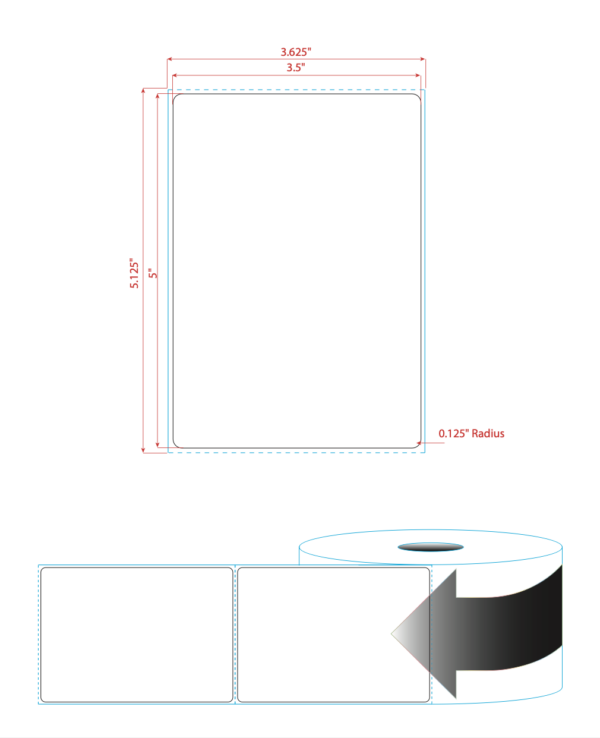 3.5" X 5" White Poly Gloss Label