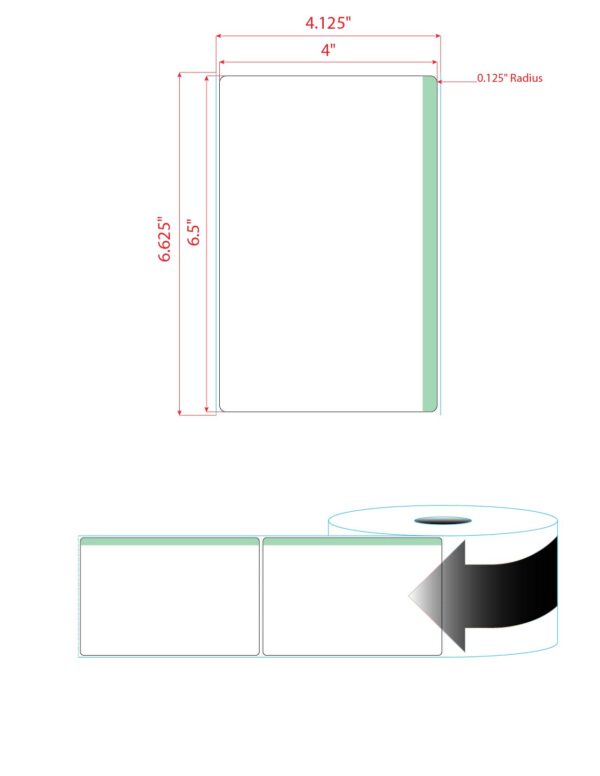 4" X 6.5" PolyMatte(TT) Label-"Quick Color" Green Stripe