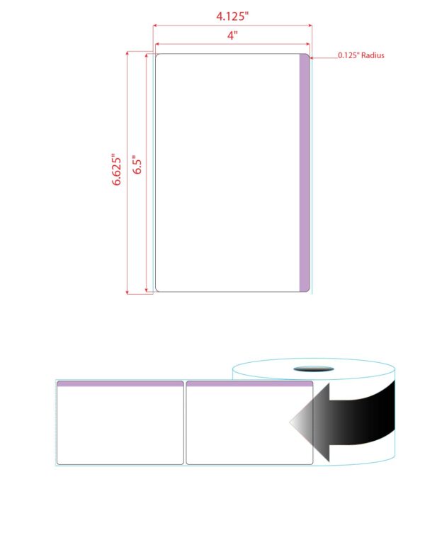 4" X 6.5" PolyMatte(TT) Label-"Quick Color" Purple Stripe