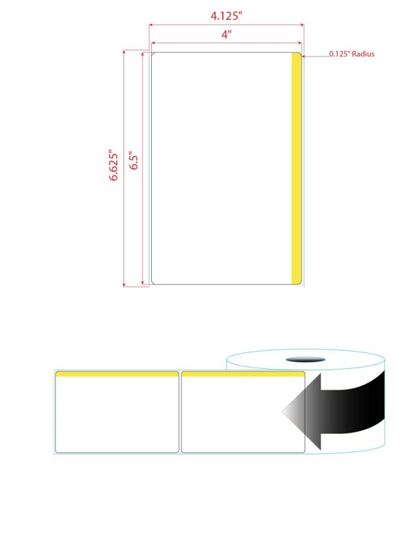 4" X 6.5" PolyMatte(TT) Label-"Quick Color" Yellow Stripe