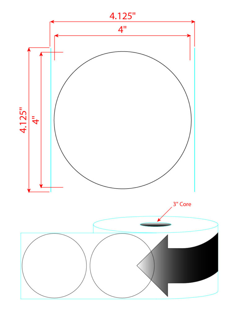Label Jet Labels 4” Circles, PolyGloss Ink Jet Label, No Perf - Barcode Labels